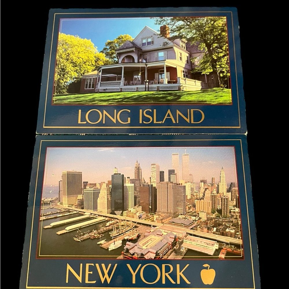 Vintage New York City ViewTwin Towers & Long Island Theodore Roosevelt Postcard